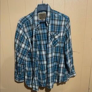 Men’s Blue Plaid flannel Shirt